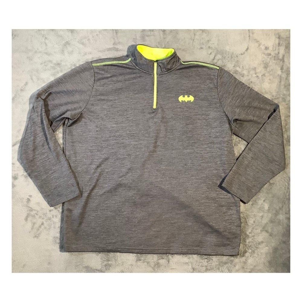 DC Comics Batman Men's XL Pullover Sweatshirt Gray 1/4 Zip